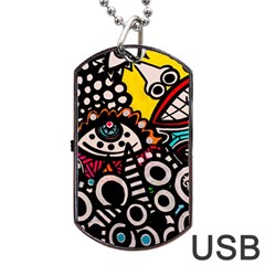 Multicolored Abstract Painting Colorful Dog Tag USB Flash (One Side)