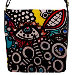 Multicolored Abstract Painting Colorful Flap Closure Messenger Bag (S)