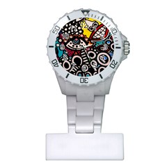 Multicolored Abstract Painting Colorful Plastic Nurses Watch by Grandong