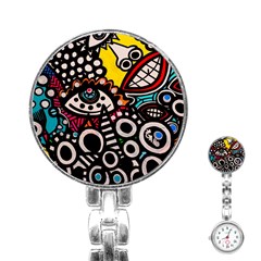 Multicolored Abstract Painting Colorful Stainless Steel Nurses Watch