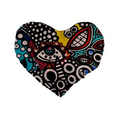 Multicolored Abstract Painting Colorful Standard 16  Premium Flano Heart Shape Cushions