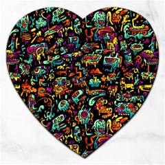 Multicolored Doodle Abstract Colorful Multi Colored Jigsaw Puzzle (heart) by Grandong