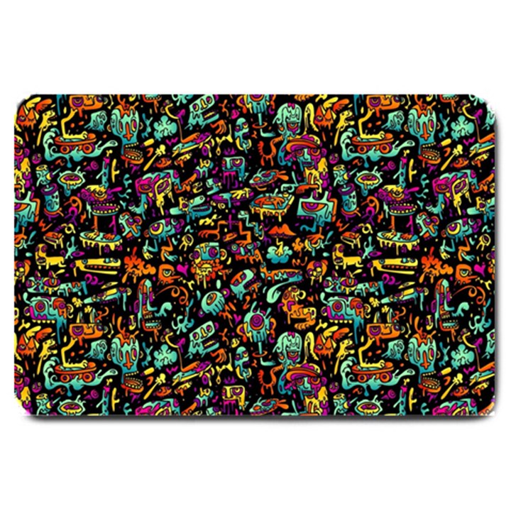 Multicolored Doodle Abstract Colorful Multi Colored Large Doormat