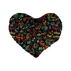 Multicolored Doodle Abstract Colorful Multi Colored Standard 16  Premium Heart Shape Cushions