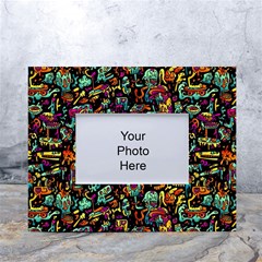 Multicolored Doodle Abstract Colorful Multi Colored White Tabletop Photo Frame 4 x6 