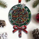 Multicolored Doodle Abstract Colorful Multi Colored Metal X Mas Lollipop with Crystal Ornament Front