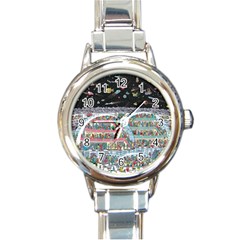 Abstract Painting Space Cartoon Round Italian Charm Watch by Grandong