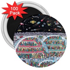 Abstract Painting Space Cartoon 3  Magnets (100 Pack) by Grandong