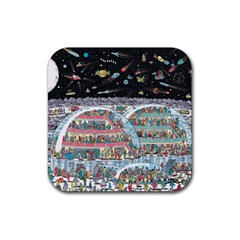 Abstract Painting Space Cartoon Rubber Coaster (square) by Grandong