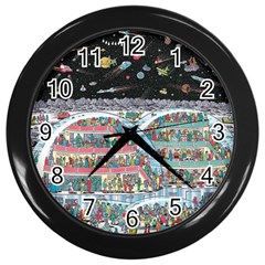 Abstract Painting Space Cartoon Wall Clock (black) by Grandong