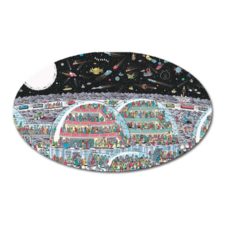 Abstract Painting Space Cartoon Oval Magnet