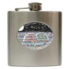 Abstract Painting Space Cartoon Hip Flask (6 Oz) by Grandong