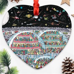 Abstract Painting Space Cartoon Heart Ornament (two Sides) by Grandong