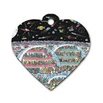 Abstract Painting Space Cartoon Dog Tag Heart (Two Sides) Front