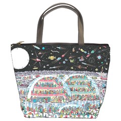 Abstract Painting Space Cartoon Bucket Bag by Grandong