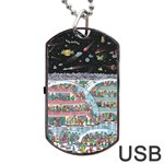 Abstract Painting Space Cartoon Dog Tag USB Flash (Two Sides) Front