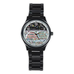 Abstract Painting Space Cartoon Stainless Steel Round Watch by Grandong