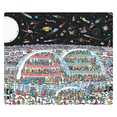 Abstract Painting Space Cartoon Two Sides Premium Plush Fleece Blanket (small) by Grandong