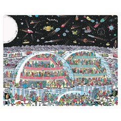 Abstract Painting Space Cartoon Two Sides Premium Plush Fleece Blanket (medium) by Grandong