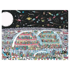 Abstract Painting Space Cartoon Two Sides Premium Plush Fleece Blanket (extra Small) by Grandong