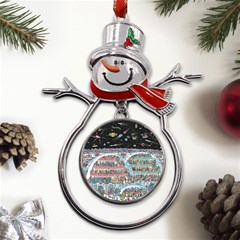 Abstract Painting Space Cartoon Metal Snowman Ornament by Grandong