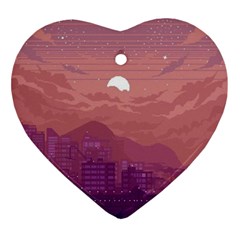 Aesthetic Pixel Art Landscape Ornament (heart)