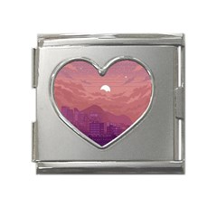 Aesthetic Pixel Art Landscape Mega Link Heart Italian Charm (18mm) by Sarkoni