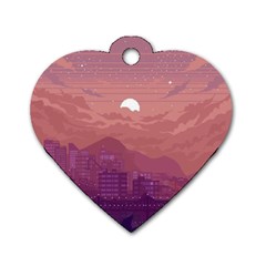 Aesthetic Pixel Art Landscape Dog Tag Heart (one Side) by Sarkoni