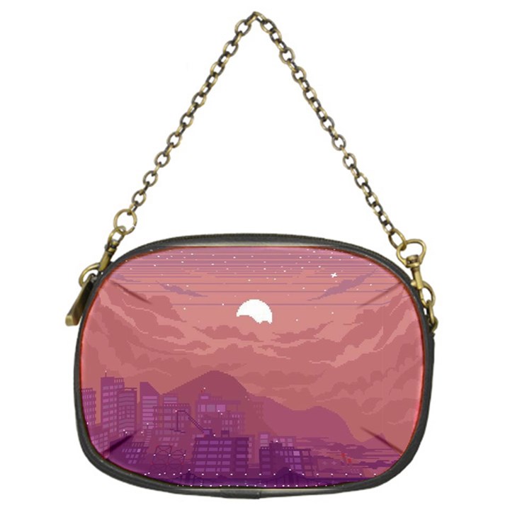 Aesthetic Pixel Art Landscape Chain Purse (One Side)