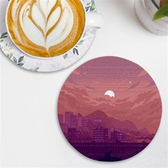 Aesthetic Pixel Art Landscape Uv Print Round Tile Coaster by Sarkoni