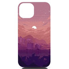 Aesthetic Pixel Art Landscape Iphone 14 Black Uv Print Case by Sarkoni