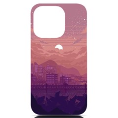 Aesthetic Pixel Art Landscape Iphone 14 Pro Black Uv Print Case by Sarkoni