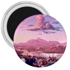 Aesthetic Landscape Vintage Cartoon 3  Magnets