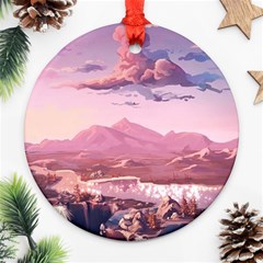 Aesthetic Landscape Vintage Cartoon Ornament (Round)