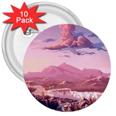 Aesthetic Landscape Vintage Cartoon 3  Buttons (10 pack) 