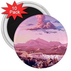 Aesthetic Landscape Vintage Cartoon 3  Magnets (10 pack) 