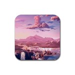 Aesthetic Landscape Vintage Cartoon Rubber Coaster (Square) Front