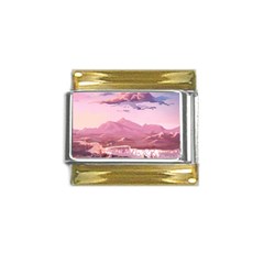 Aesthetic Landscape Vintage Cartoon Gold Trim Italian Charm (9mm)