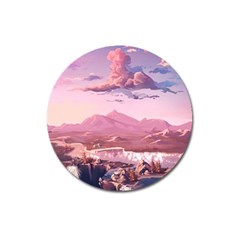 Aesthetic Landscape Vintage Cartoon Magnet 3  (Round)