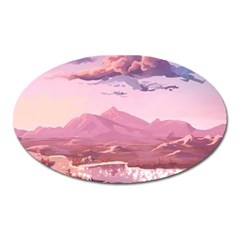 Aesthetic Landscape Vintage Cartoon Oval Magnet by Sarkoni