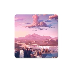 Aesthetic Landscape Vintage Cartoon Square Magnet