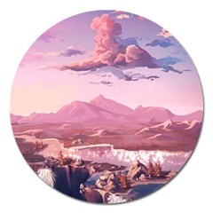 Aesthetic Landscape Vintage Cartoon Magnet 5  (Round)