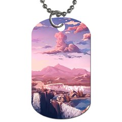 Aesthetic Landscape Vintage Cartoon Dog Tag (One Side)