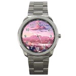 Aesthetic Landscape Vintage Cartoon Sport Metal Watch Front