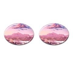 Aesthetic Landscape Vintage Cartoon Cufflinks (Oval)