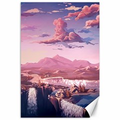 Aesthetic Landscape Vintage Cartoon Canvas 12  x 18 