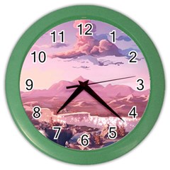 Aesthetic Landscape Vintage Cartoon Color Wall Clock