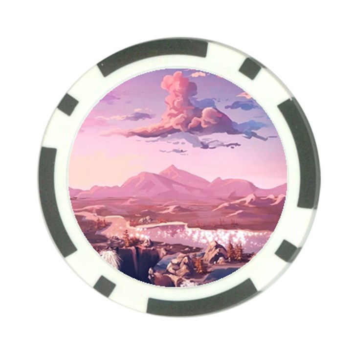 Aesthetic Landscape Vintage Cartoon Poker Chip Card Guard (10 pack)