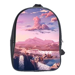 Aesthetic Landscape Vintage Cartoon School Bag (Large)