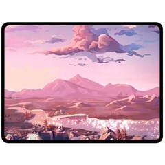 Aesthetic Landscape Vintage Cartoon Fleece Blanket (Large)